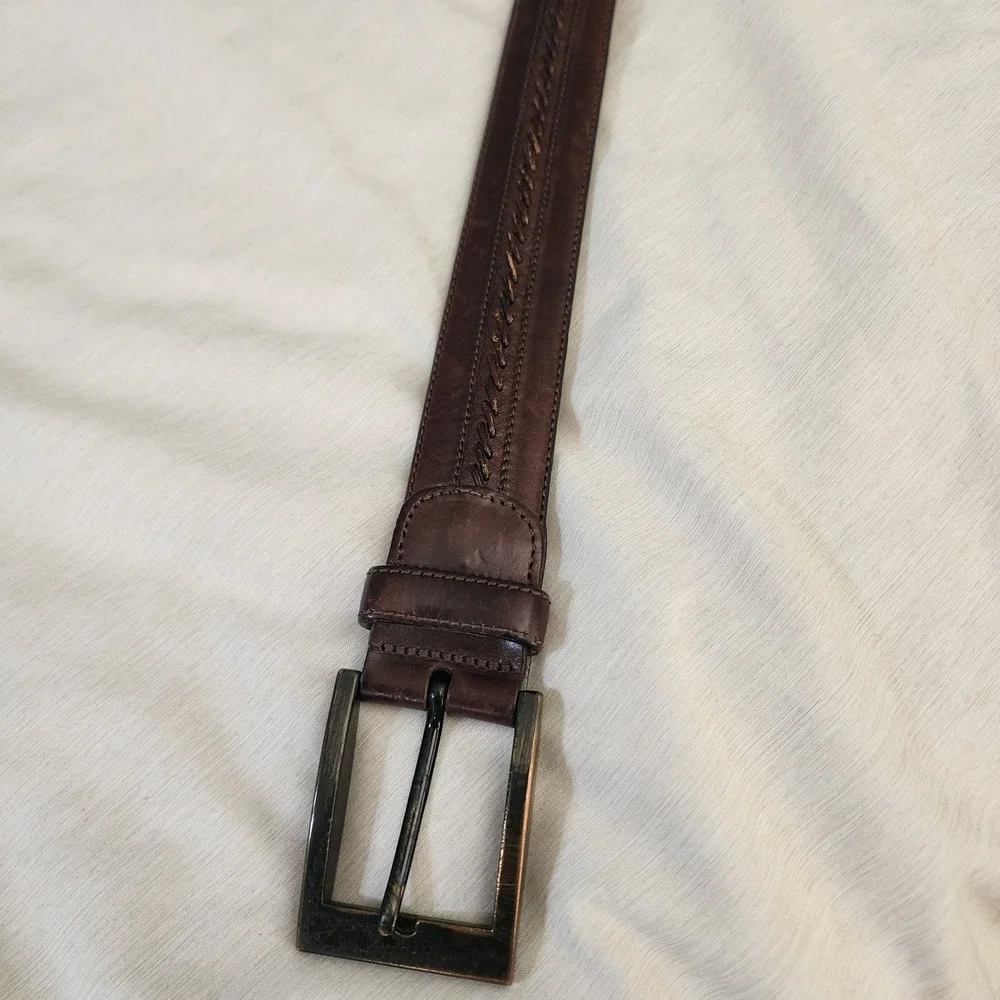 Mezlan Dress Belt Mens 34 Brown Good Braided Leather Made in Spain 4949 Western